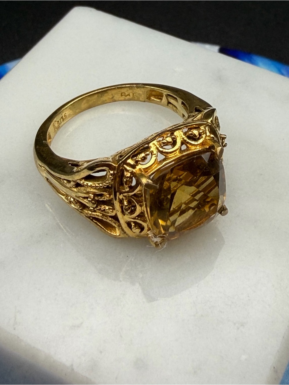 Karis semi-precious stone Gold tone Ring #720 size 8